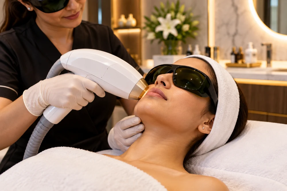 Laser hair reduction on the upper lip and chin at Cosmoluxe
