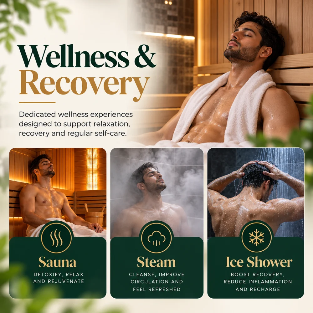 Wellness and recovery at Cosmoluxe — sauna, steam and ice shower