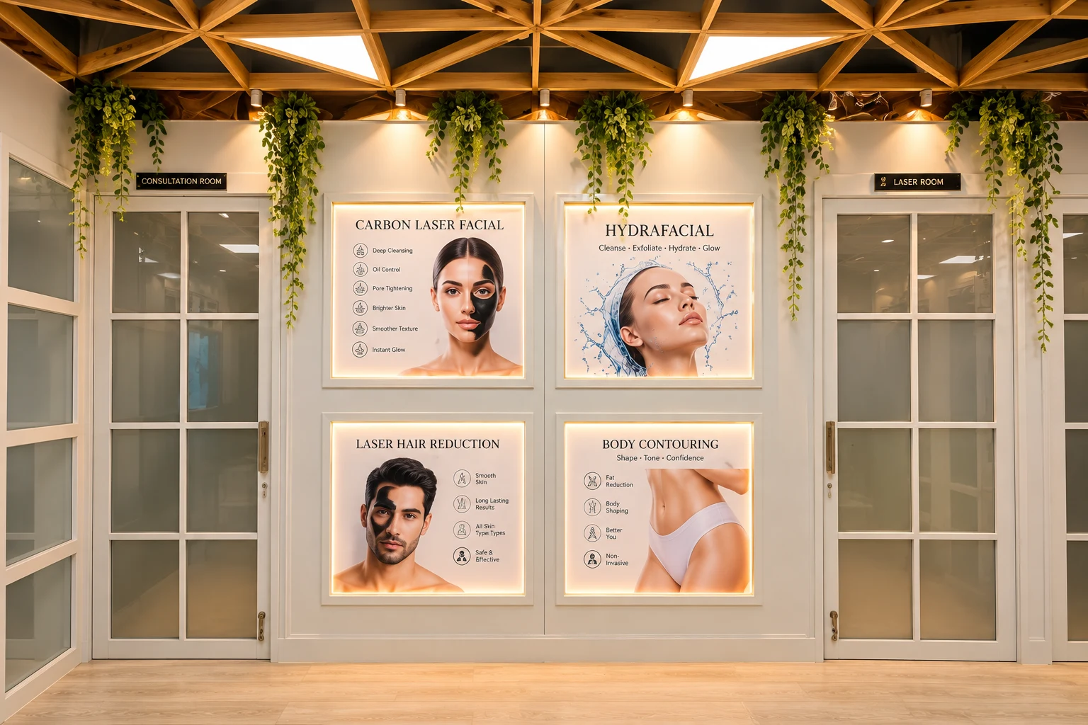 Counselling, laser and skin care room entrances