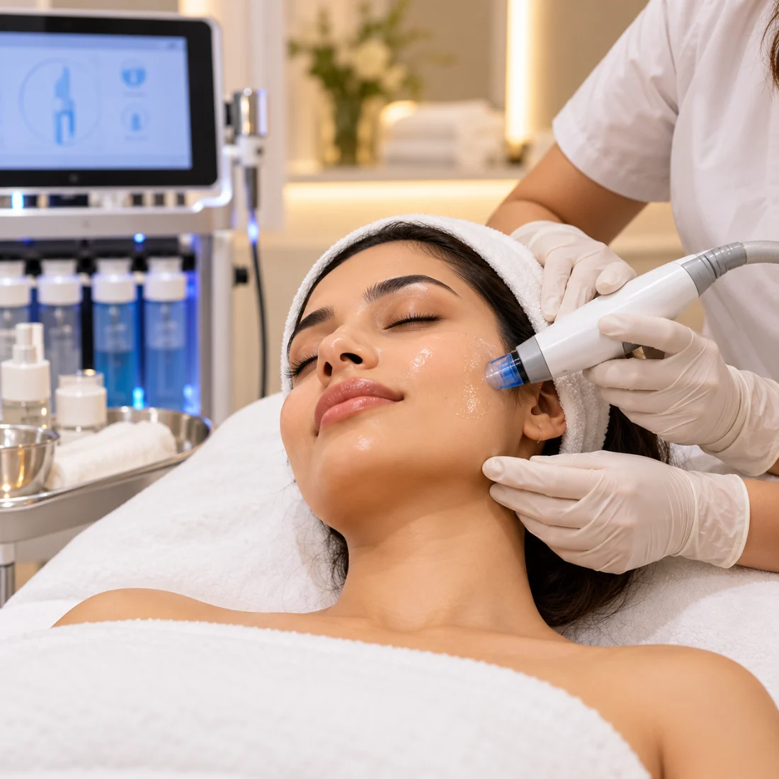 A Cosmoluxe therapist during a treatment