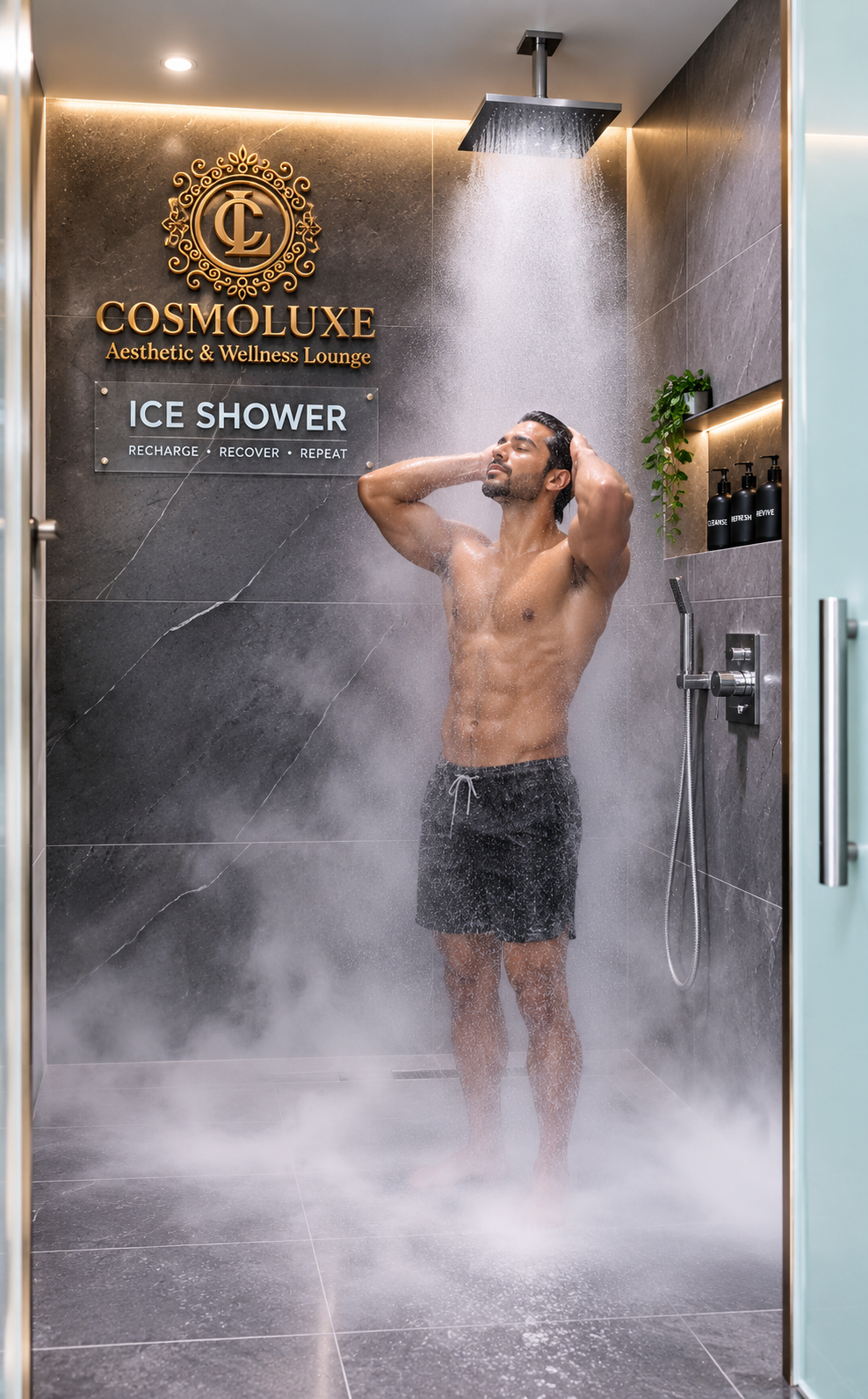 Ice shower at Cosmoluxe